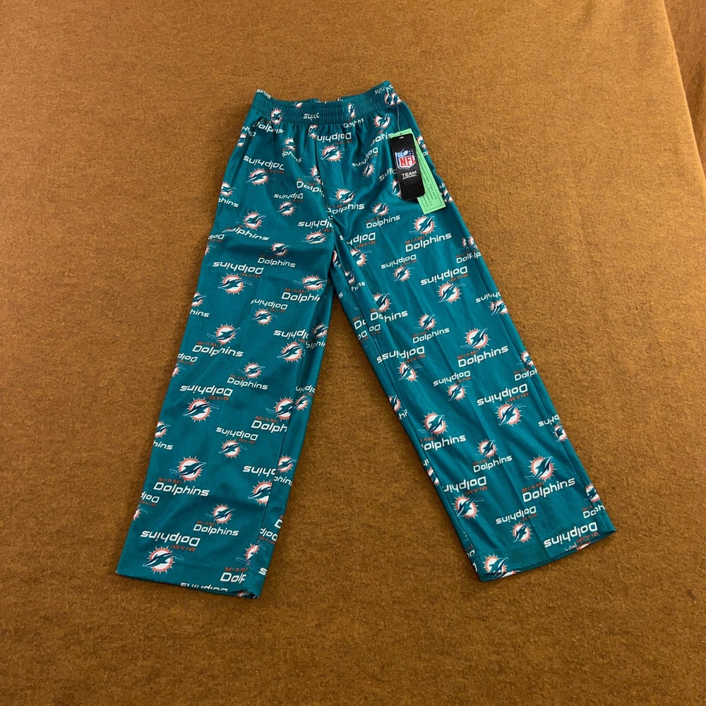 NFL Youth Small (5-6) Teal Miami Dolphins All Over Print Pajama Pants New